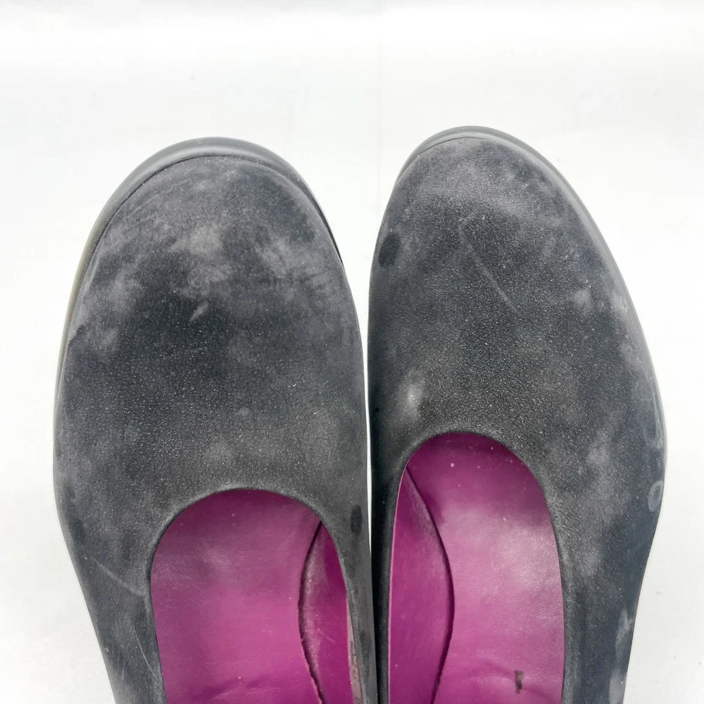 Arche LN Womens 37.5 6.5 Murlay Pumps Shoes Black Nubuck Round Toe Block Heels